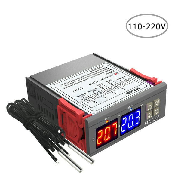 LanGuShi DLB0118 Reminnbor Thermostat Dual Digital Display Temperature Controller with Double NTC Probe Heater Sensor Probe Two Relay Output 12V Durable 